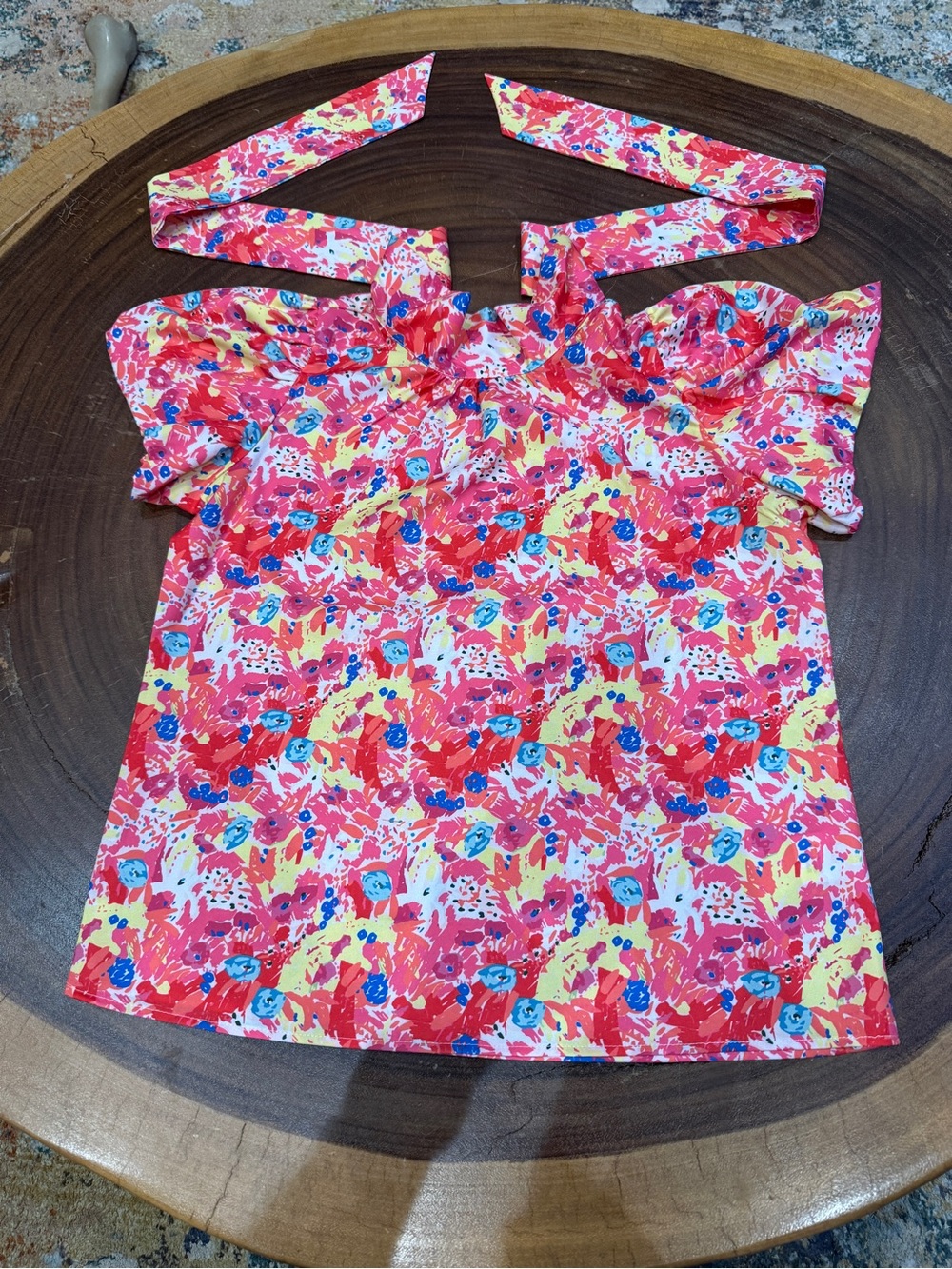 Shop The Mint Girls Floral Tie-Neck Top